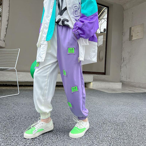 Two-Tone Smiley Sweatpants Fashion Kids Casual Pants